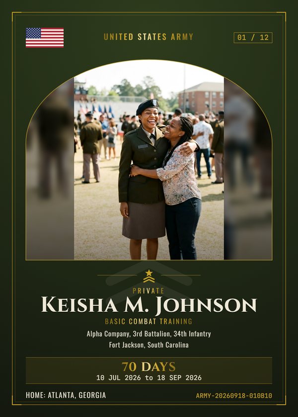 Front of an example CardMyService card