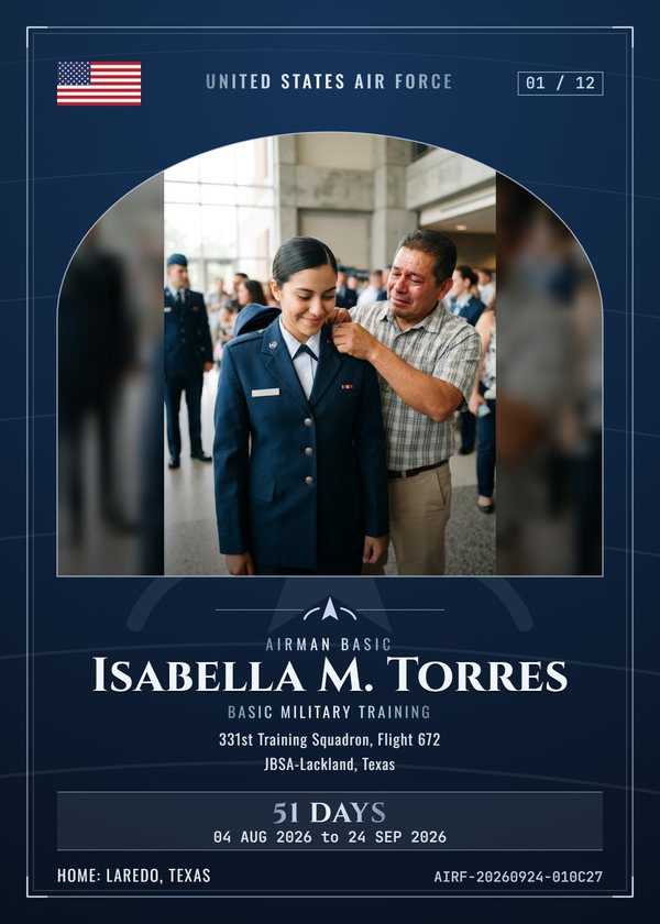 Front of an example CardMyService card