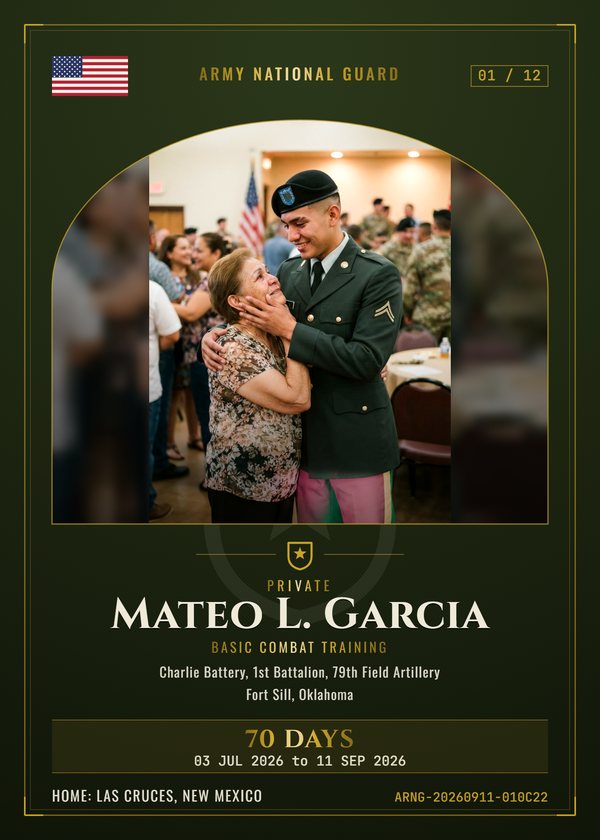 Front of an example CardMyService card