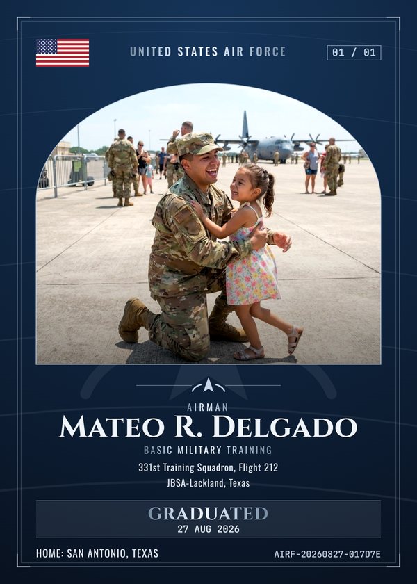 Front of an example CardMyService card
